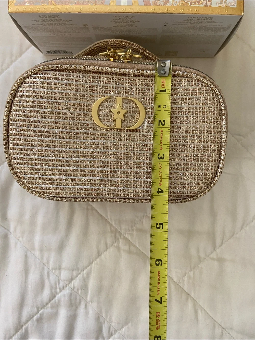 Dior Gold Cosmetic Pouch with Lip essentials, Mascara and Cream
